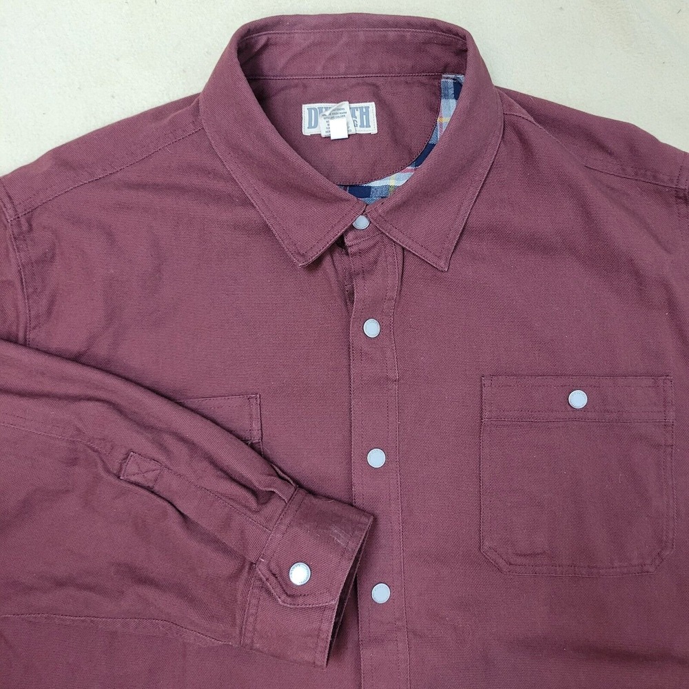 Duluth‎ Trading Co Mens 3XL Burgundy Heavy Snap Button Up Shacket Jacket Shirt